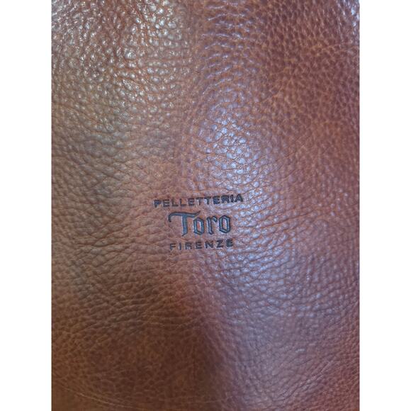 Vintage Italian Leather Boho Hobo Genuine Leather Bag Pelletteria Toro Firenze - Picture 2 of 10